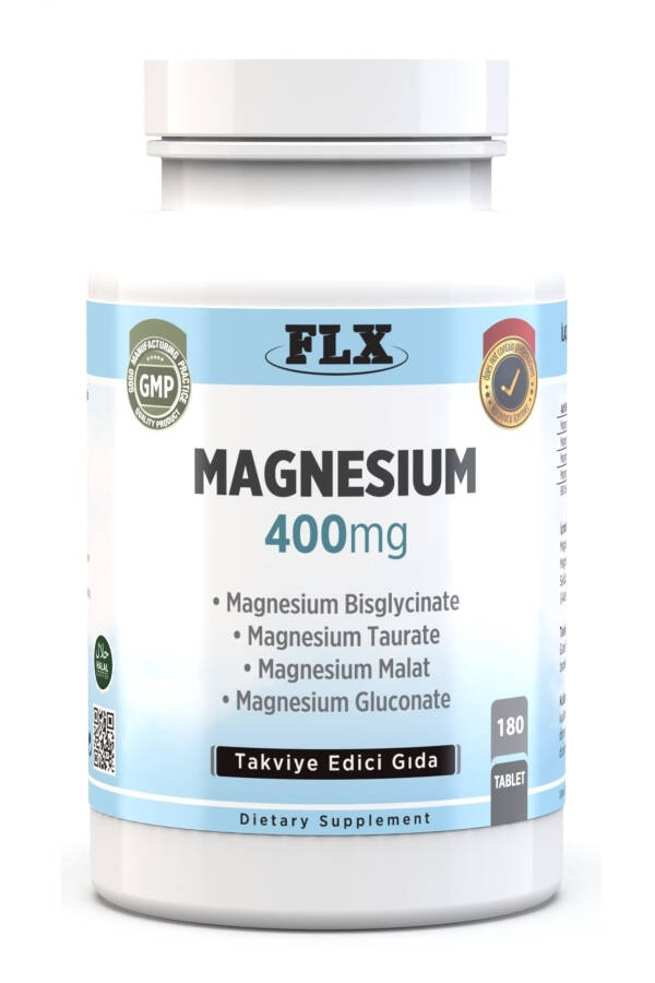 180 Tablets Magnesium Bisglycinate Malate Taurate Gluconate Magnesium Elements 400 Mg - 1