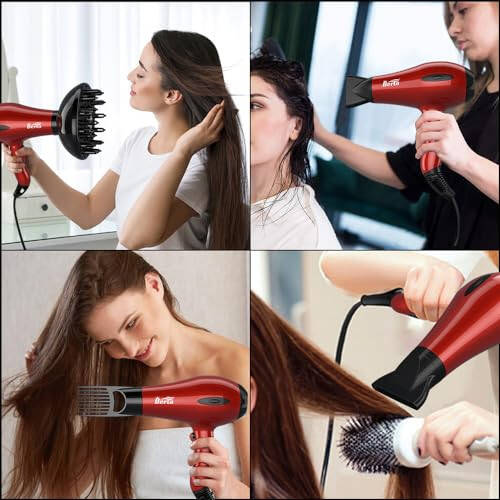 1875W Professional Salon Hair Dryer for Fast Drying,Negative Ionic Blow Dryer 2 Speeds and 3 Temperature Settings with Concentrator Attachment, Cool Shot Button,Black - 4