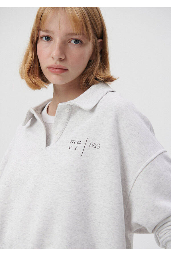 1923 Printed Polo Neck Women's Crop Sweatshirt - 2