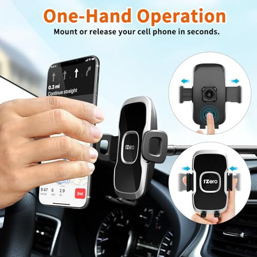 1Zero Solid Car Truck Phone Mount Holder with 14-Inch Gooseneck Long Arm, Windshield Window Mobile Holders w/Industrial-Strength Suction Cup, Anti-Shake Stabilizer Compatible All Cell Phones iPhone - 3