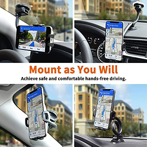 1Zero Solid Car Truck Phone Mount Holder with 14-Inch Gooseneck Long Arm, Windshield Window Mobile Holders w/Industrial-Strength Suction Cup, Anti-Shake Stabilizer Compatible All Cell Phones iPhone - 7