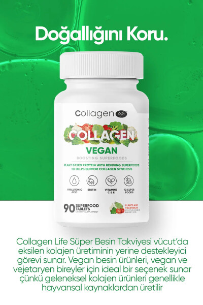 2 barobar Biotin, Hyaluron kislotasi, Aminokislotalar va o'simlik asosidagi oqsil kukuni bilan Vegan kollagen qo'llab-quvvatlash 180 - 4