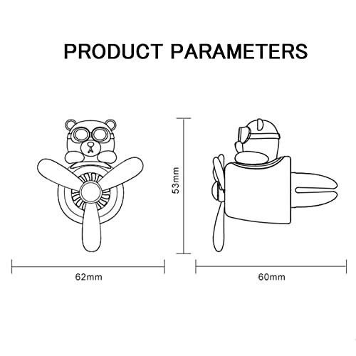 2 dona Avtomobil Havo Tozalagich, Yoqimli Ayiqchali Pilot Avtomobil Diffuzori, Pervane Havoning Chiqish Ventilyatsiyasi Tozalagich, Avtomobil Hidi Avtomobil Ichki Bezatishga Mos (Ayiq (A+B)) - 2