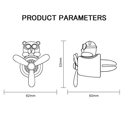 2 dona Avtomobil Havo Tozalagich, Yoqimli Ayiqchali Pilot Avtomobil Diffuzori, Pervane Havoning Chiqish Ventilyatsiyasi Tozalagich, Avtomobil Hidi Avtomobil Ichki Bezatishga Mos (Ayiq (A+B)) - 2