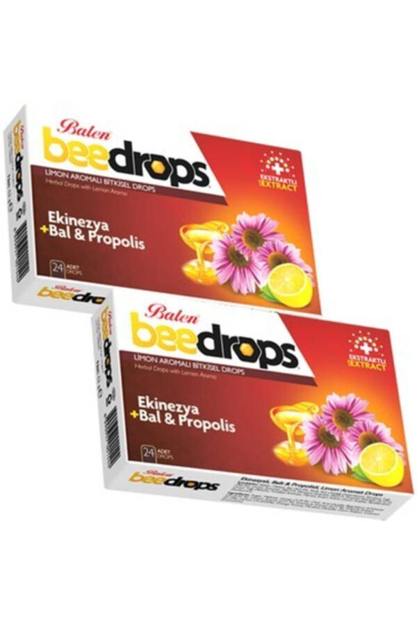 2 Kutu Ekinezya Bal Ve Propolis Limon Aromalı Bitkisel Beedrops 24 Adet X 2 Pastil Bee Drops - 1