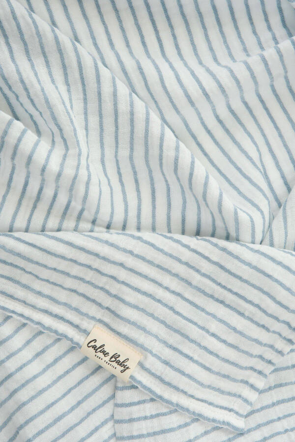 2 Layer Striped Muslin Swaddle Blanket 30-10 / 120x120 Cm Blue - 1