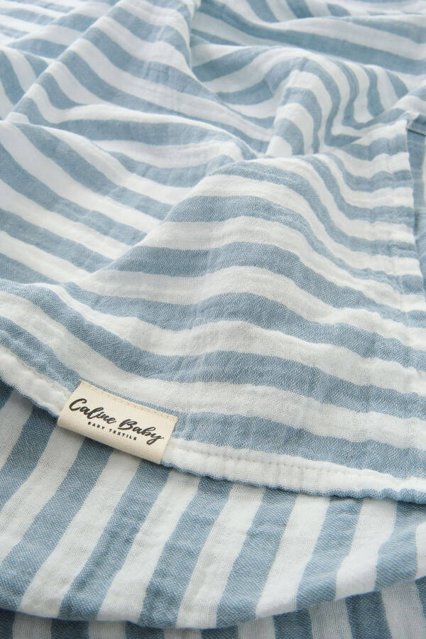 2 Layer Striped Muslin Swaddle Blanket 40/40 - 120x120 cm Blue - 1