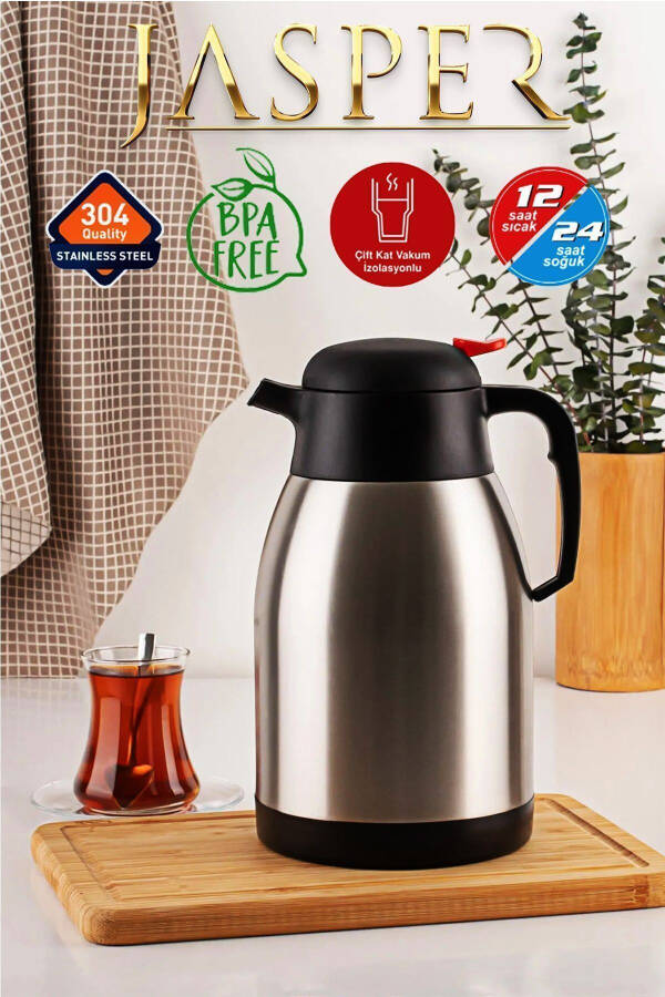 2 Liter Double Walled Picnic Camping Outdoor Steel Tea Thermos 1200a Penguin - 13