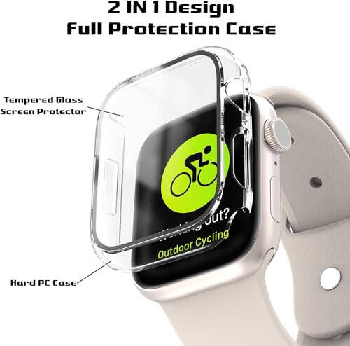 2 Pack Case for Apple Watch 44mm SE Series 6/5/4/SE 2nd Gen with Tempered Glass Screen Protector, EWUONU Full Protective Cover Hard PC Bumper Face Cover for iWatch 44mm, Clear - 2