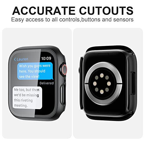 2 Pack Case with Tempered Glass Screen Protector for Apple Watch SE(2023) Series 6/5/4/SE 40mm, JZK Slim Bumper Full Coverage Hard PC Protective Case HD Ultra-Thin Cover for iWatch 40mm, Black+Silver - 5