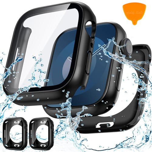 2-Pack Goton Waterproof Apple Watch Case for SE Series 6 5 4 Screen Protector 44mm, 360 Protective Glass Face Cover + Back Bumper for iWatch Accessories 44 mm - 1