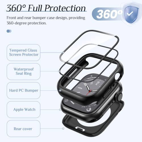 2-Pack Goton Waterproof Apple Watch Case for SE Series 6 5 4 Screen Protector 44mm, 360 Protective Glass Face Cover + Back Bumper for iWatch Accessories 44 mm - 5