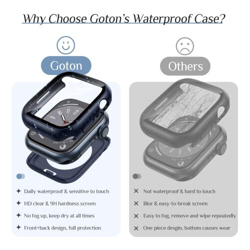 2-Pack Goton Waterproof Apple Watch Case for SE Series 6 5 4 Screen Protector 44mm, 360 Protective Glass Face Cover + Back Bumper for iWatch Accessories 44 mm - 3