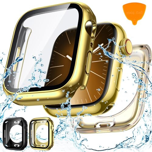 2-Pack Goton Waterproof Apple Watch Case for SE Series 6 5 4 Screen Protector 44mm, 360 Protective Glass Face Cover + Back Bumper for iWatch Accessories 44 mm - 1