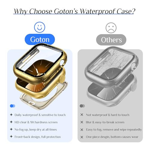 2-Pack Goton Waterproof Apple Watch Case for SE Series 6 5 4 Screen Protector 44mm, 360 Protective Glass Face Cover + Back Bumper for iWatch Accessories 44 mm - 4