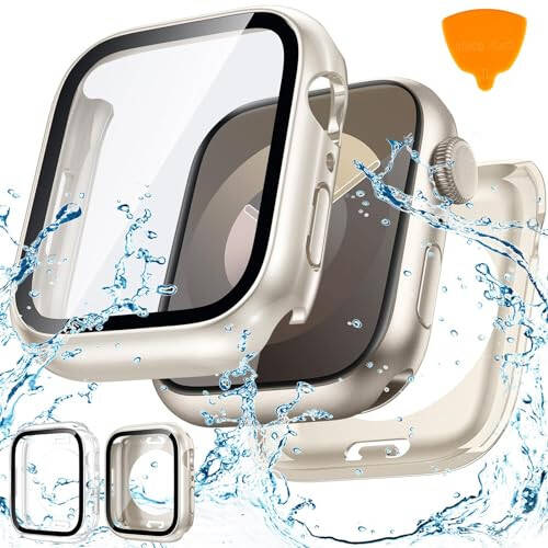 2-Pack Goton Waterproof Apple Watch Case for SE Series 6 5 4 Screen Protector 44mm, 360 Protective Glass Face Cover + Back Bumper for iWatch Accessories 44 mm - 1