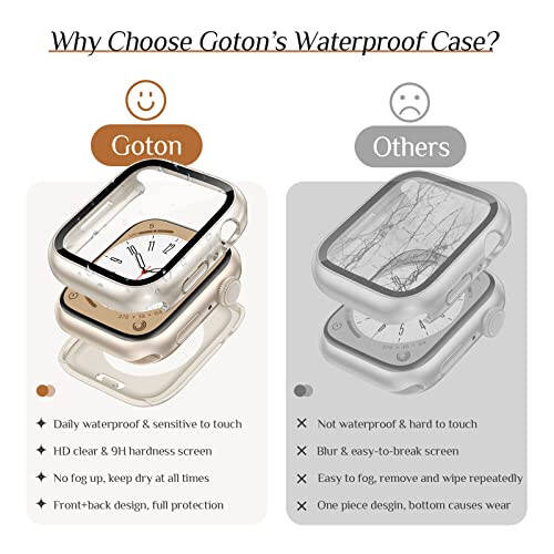 2-Pack Goton Waterproof Apple Watch Case for SE Series 6 5 4 Screen Protector 44mm, 360 Protective Glass Face Cover + Back Bumper for iWatch Accessories 44 mm - 4