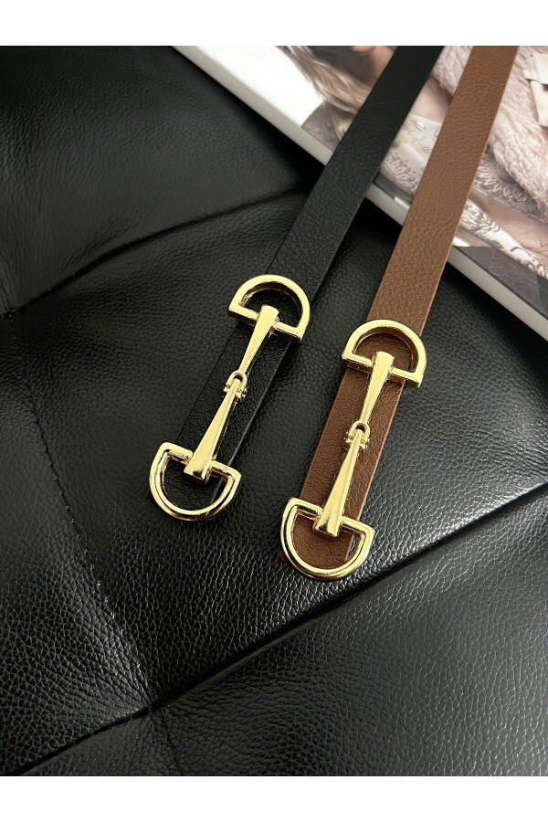 2-Pack Long Buckle Thin Women's Belt, Jacket Belt, Shirt Belt, Dress Belt - 1