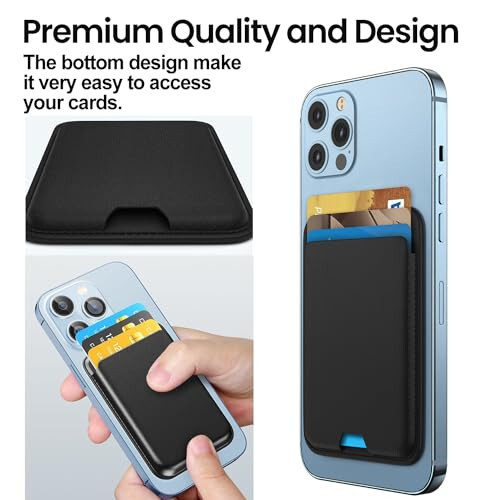 [2 Pack] Magnetic Wallet Card Holder Compatible with MagSafe Wallet for iPhone 15 Pro Max/15 Pro/15/15 Plus/iPhone 14 Model, Mag Safe Wallet for iPhone 15 14 13 12 Pro Max Plus Mini,Midnight&Blue - 3