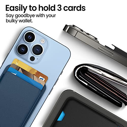 [2 Pack] Magnetic Wallet Card Holder Compatible with MagSafe Wallet for iPhone 15 Pro Max/15 Pro/15/15 Plus/iPhone 14 Model, Mag Safe Wallet for iPhone 15 14 13 12 Pro Max Plus Mini,Midnight&Blue - 9