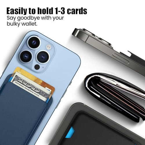 [2 Pack] Magnetic Wallet Card Holder Compatible with MagSafe Wallet for iPhone 15 Pro Max/15 Pro/15/15 Plus/iPhone 14 Model, Mag Safe Wallet for iPhone 15 14 13 12 Pro Max Plus Mini,Midnight&Blue - 5