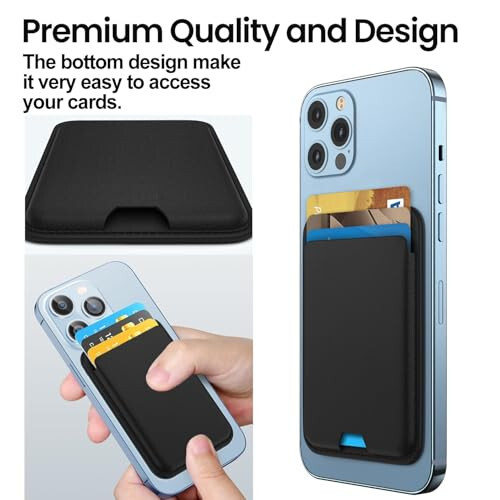 [2 Pack] Magnetic Wallet Card Holder Compatible with MagSafe Wallet for iPhone 15 Pro Max/15 Pro/15/15 Plus/iPhone 14 Model, Mag Safe Wallet for iPhone 15 14 13 12 Pro Max Plus Mini,Midnight&Blue - 6