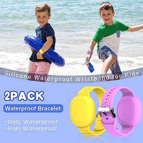 2-Pack Silicone Bracelet for Galaxy SmartTag Waterproof, Kid Wristband Smart Tag Holder Case Cover Compatible with Galaxy SmartTag, Adjustable Hidden SmartTag Bracelet for Kids Elderly(Purple+Yellow) - 3