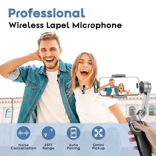 2 Pack Type C Mini Wireless Lavalier Microphone for iPhone 15, iOS and Android Devices - Noise Reduction Lapel Mic for Recording, Clip on Mic, Omni Lav Mic for Video Recording, Tiktok, Youtube, Vlog - 2