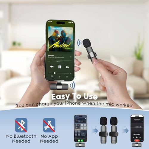 2 Pack Type C Mini Wireless Lavalier Microphone for iPhone 15, iOS and Android Devices - Noise Reduction Lapel Mic for Recording, Clip on Mic, Omni Lav Mic for Video Recording, Tiktok, Youtube, Vlog - 7