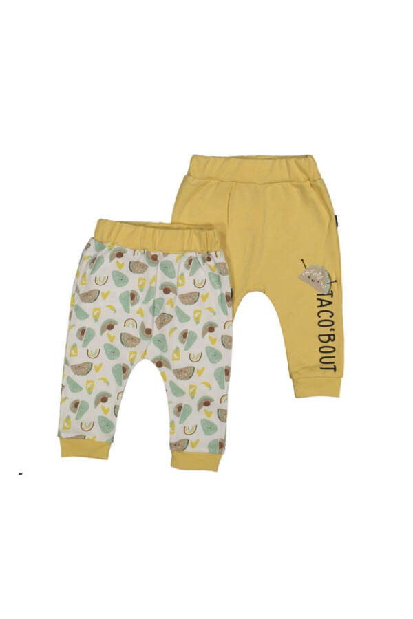 2-Pack Unisex Baby Cotton Pants with Taco Print (MUSTARD) - 1