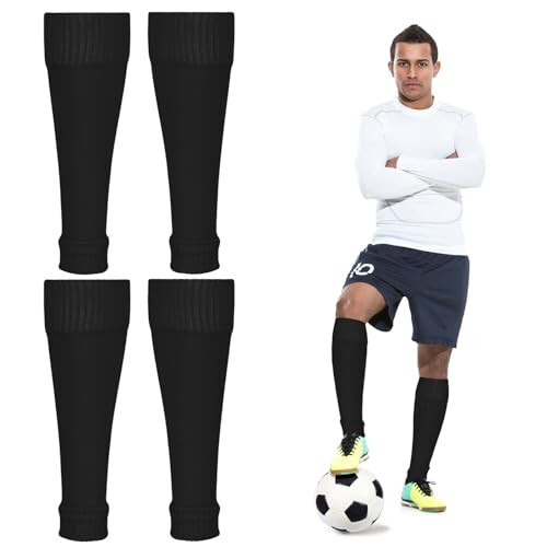 2 Pairs Compression Socks Men, Soccer Shin Guards for Football Sock Sleeve, Team Leg Sock Sleeve Fits Over Shin Pads, Our Grip Socks Suitable for Adults - 1