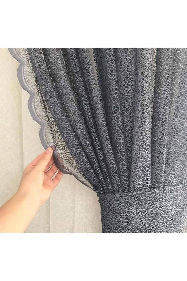 2 Panel Colorful Grey Honeycomb Pattern Tie-Up Sheer Curtain - 1