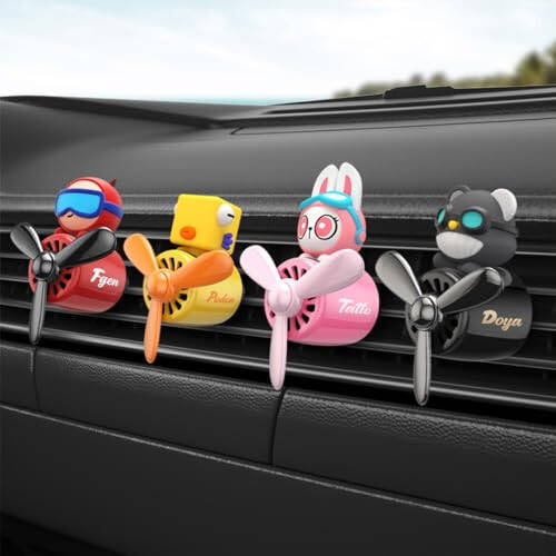 2 Pcs Pilot Car Air Freshener, Cute Duck Car Vent Clip Air Freshener Automotive Air Outlet Fan Diffuser, Car Interiors Vent Decoration (Bear+Bodun) - 6