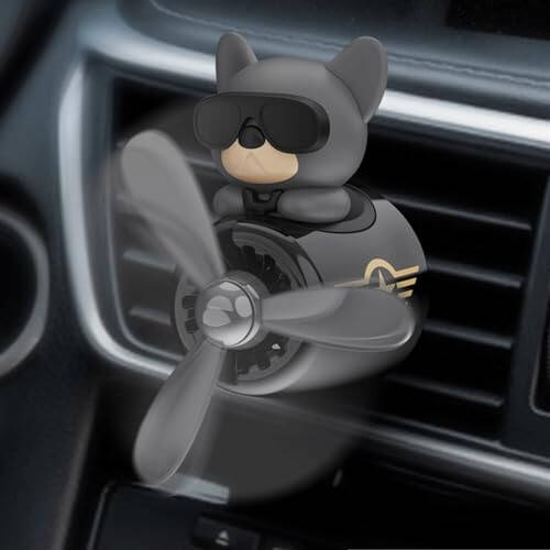 2 Pcs Pilot Car Air Freshener, Cute Duck Car Vent Clip Air Freshener Automotive Air Outlet Fan Diffuser, Car Interiors Vent Decoration (Dog+Bear) - 5