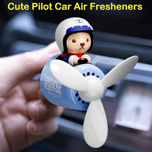 2 Pcs Pilot Car Air Freshener, Cute Duck Car Vent Clip Air Freshener Automotive Air Outlet Fan Diffuser, Car Interiors Vent Decoration (Red+Blue) - 3