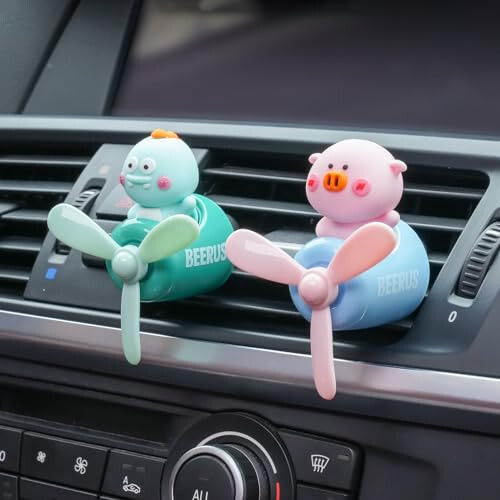 2 Pcs Pilot Car Air Fresheners, Cute Dog Car Vent Clip Air Freshener with 8 Fragrant Tablets Automotive Air Outlet Fan Diffuser, Car Interiors Vent Decoration (Dog+Dino) - 3