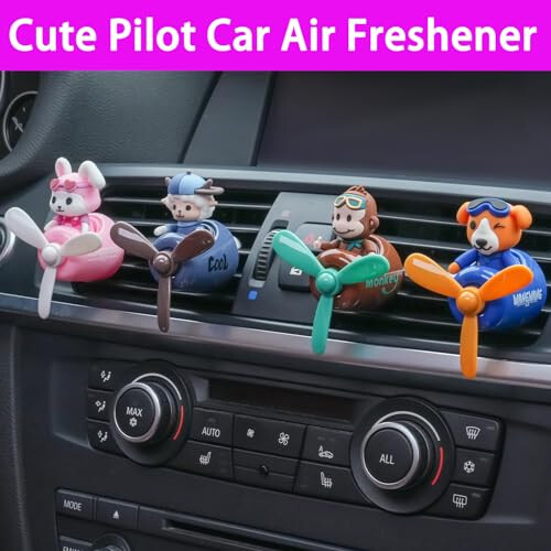 2 Pcs Pilot Car Air Fresheners, Cute Dog Car Vent Clip Air Freshener with 8 Fragrant Tablets Automotive Air Outlet Fan Diffuser, Car Interiors Vent Decoration (Dog+Dino) - 4