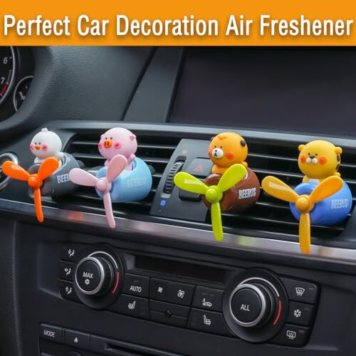 2 Pcs Pilot Car Air Fresheners, Cute Dog Car Vent Clip Air Freshener with 8 Fragrant Tablets Automotive Air Outlet Fan Diffuser, Car Interiors Vent Decoration (Dog+Dino) - 5