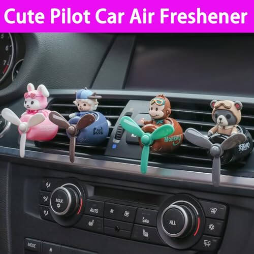 2 Pcs Pilot Car Air Fresheners, Cute Duck Car Vent Clip Air Freshener with 8 Fragrant Tablets Automotive Air Outlet Fan Diffuser, Car Interiors Vent Decoration (Bear+Duck) - 6