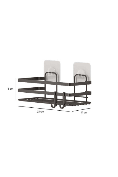 2 Piece Adhesive Hooked Bathroom Shelf Matte Black St281h - 8