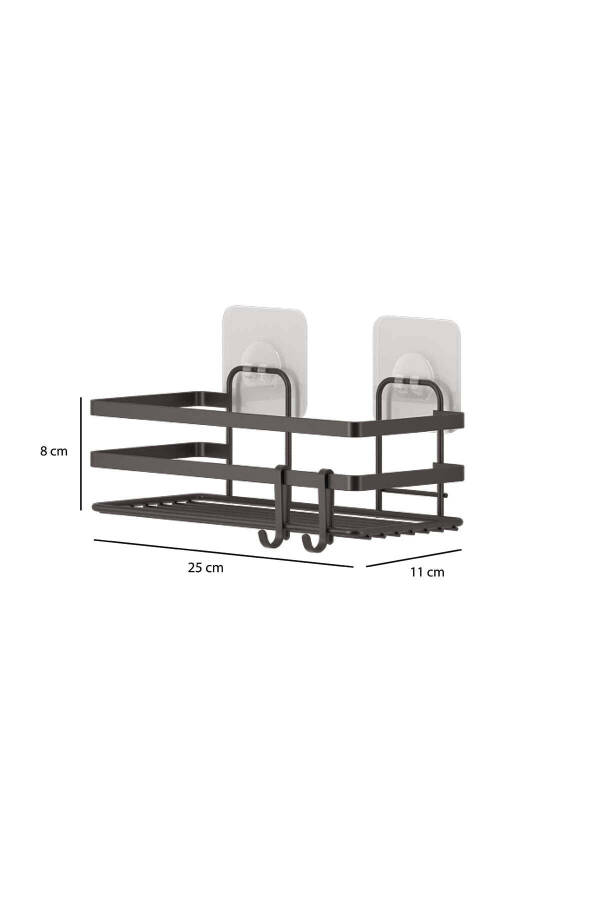 2 Piece Adhesive Hooked Bathroom Shelf Matte Black St281h - 8