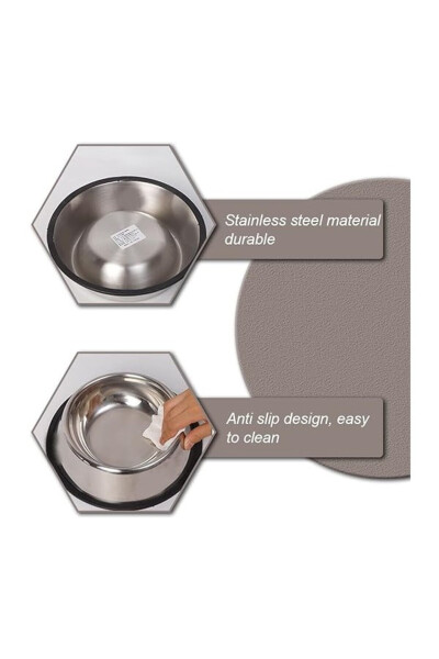 2 Piece Stainless Steel Food and Water Bowls, Base Diameter 16 Cm (250 ML-8 OZ) - 12