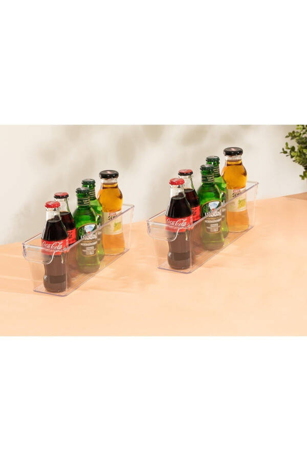 2-Piece Transparent Refrigerator Organizer - Slim In-Cabinet Organizer Multipurpose Bottle Jar Organizer - 4