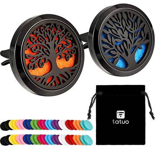 2 Pieces 316L Car Aromatherapy Oil Diffuser Air Freshener with 48 Felt Pad (Tree Patterns) - 1