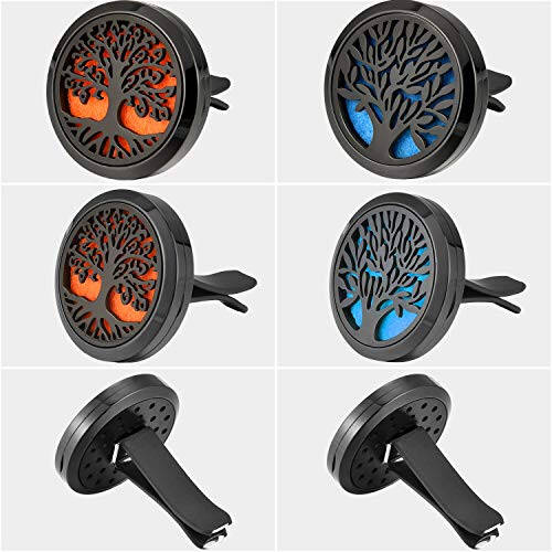 2 Pieces 316L Car Aromatherapy Oil Diffuser Air Freshener with 48 Felt Pad (Tree Patterns) - 4