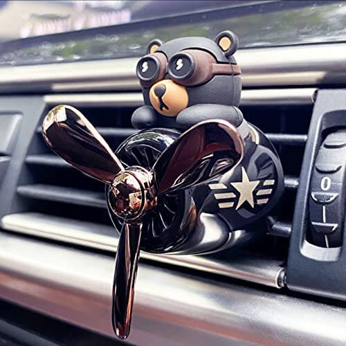 2 Pieces Car Air Fresheners, Cute Bear Pilot Car Diffuser, Propeller Air Outlet Vent Fresheners, Car Perfume Suitable for Car Interior Decoration (bear+bear) - 3