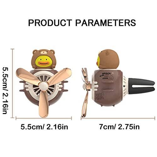 2 Pieces Car Air Fresheners, Cute Bear Pilot Car Diffuser, Propeller Air Outlet Vent Fresheners, Car Perfume Suitable for Car Interior Decoration (Black+Brown) - 2