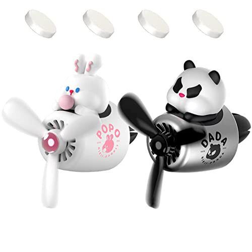 2 Pieces Car Air Fresheners, Cute Bear Pilot Car Diffuser, Propeller Air Outlet Vent Fresheners, Car Perfume Suitable for Car Interior Decoration (Chubby) - 1