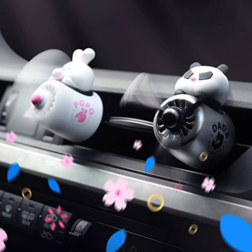 2 Pieces Car Air Fresheners, Cute Bear Pilot Car Diffuser, Propeller Air Outlet Vent Fresheners, Car Perfume Suitable for Car Interior Decoration (Chubby) - 4