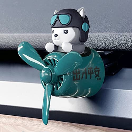 2 Pieces Car Air Fresheners, Cute Bear Pilot Car Diffuser, Propeller Air Outlet Vent Fresheners, Car Perfume Suitable for Car Interior Decoration (dog（A+B）) - 4